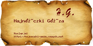 Hajnáczki Géza névjegykártya